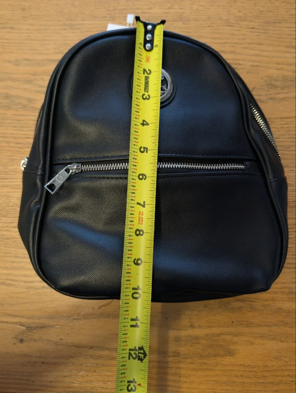 CXL by Christian Lacroix Black Pebbled Backpack Zip Top Silver Hardware